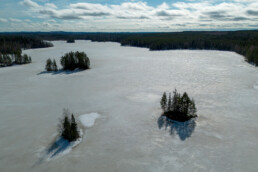 View of a frozen lake in Finland.