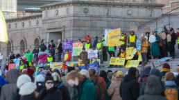 People protesting - 22.3.2022, in front of the Finnish Parliament