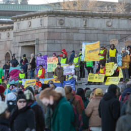 People protesting - 22.3.2022, in front of the Finnish Parliament