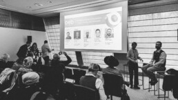 Sasa Tkalcan, Fabio Luelmo, Lisa Drevsholt, Ibraheem Adedayo Adediran, speakers at OEB 2025 Chatbots and AI in Education