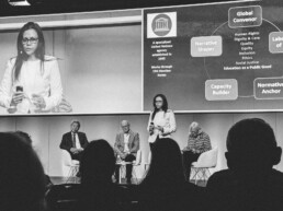 Dr. Shafika Isaacs, speaker at OEB 2025 discussing human-centred AI in education.